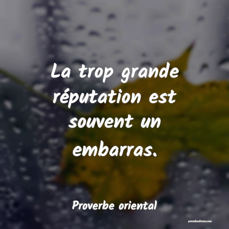 La trop grande réputation est souvent un embarras.
