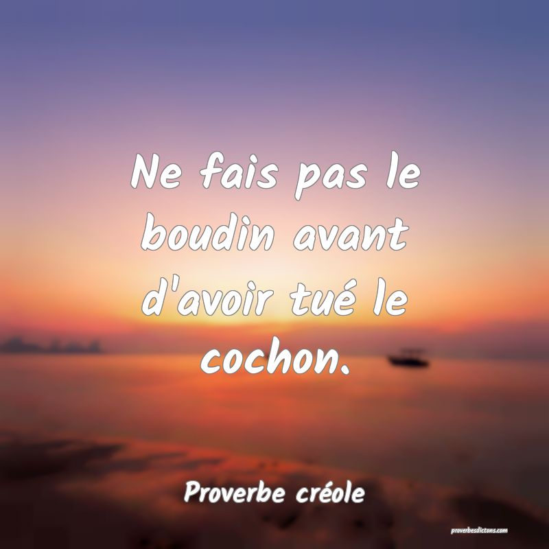 Ne fais pas le boudin avant d'avoir tué le cochon.