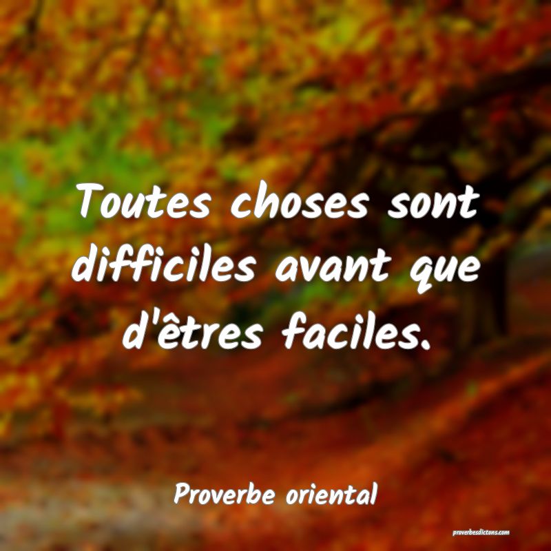 Toutes choses sont difficiles avant que d'êtres faciles.