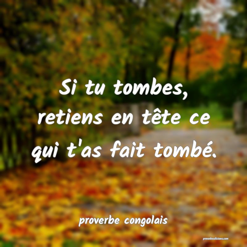  Si tu tombes, retiens en tête ce qui t'as fait tombé.
