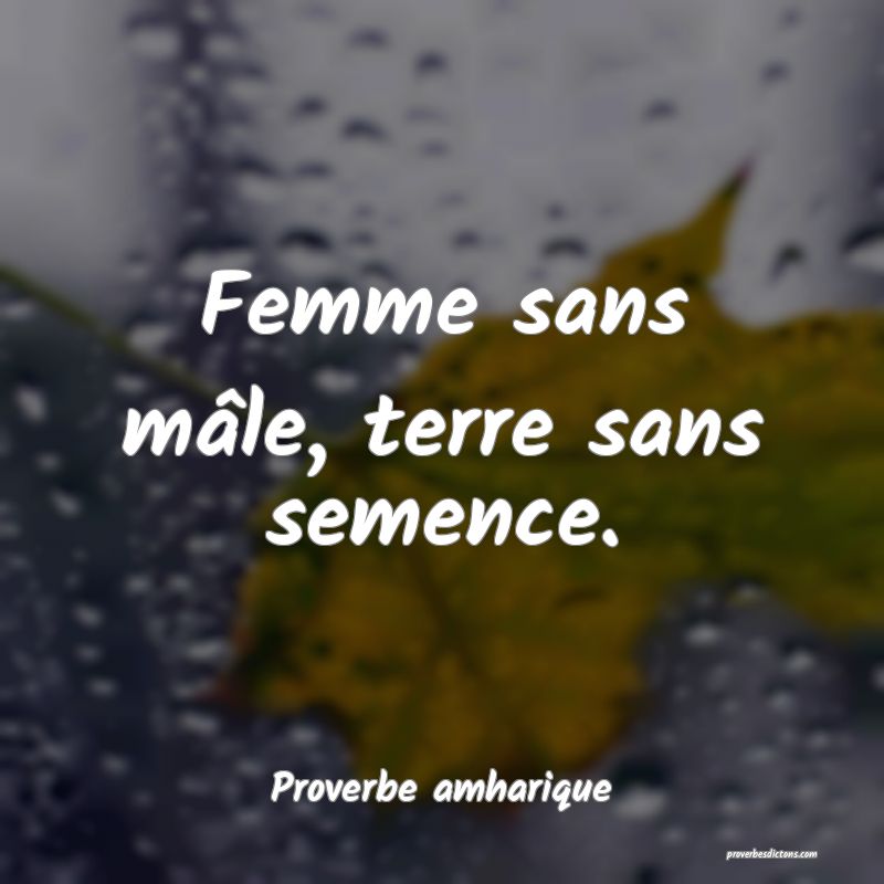 Femme sans mâle, terre sans semence.