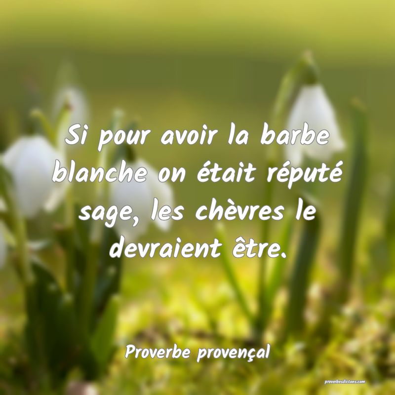 Si pour avoir la barbe blanche on était réputé sage, les chèvres le devraient être.
