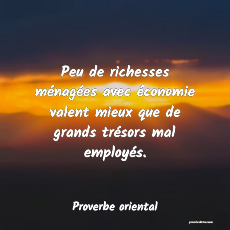 Peu de richesses ménagées avec économie valent mieux que de grands trésors mal employés.