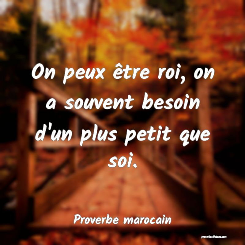  On peux être roi, on a souvent besoin d'un plus petit que soi.