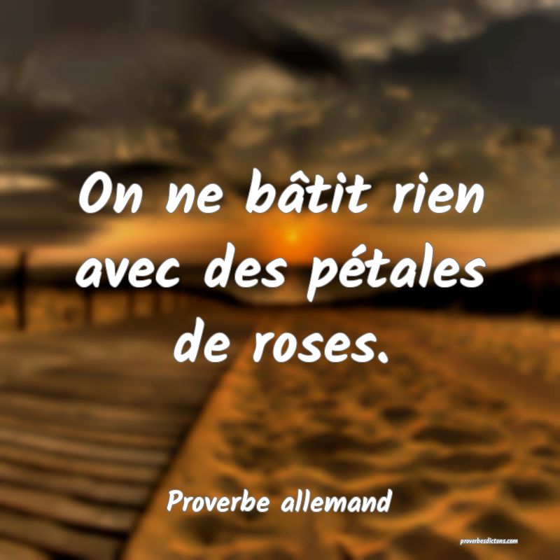On ne bâtit rien avec des pétales de roses.
