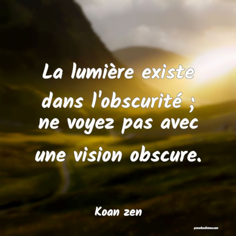 La lumière existe dans l'obscurité ; ne voyez pas avec une vision obscure.