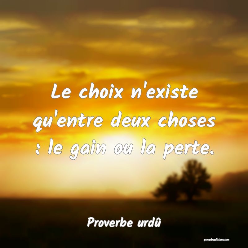 Le choix n'existe qu'entre deux choses : le gain ou la perte.