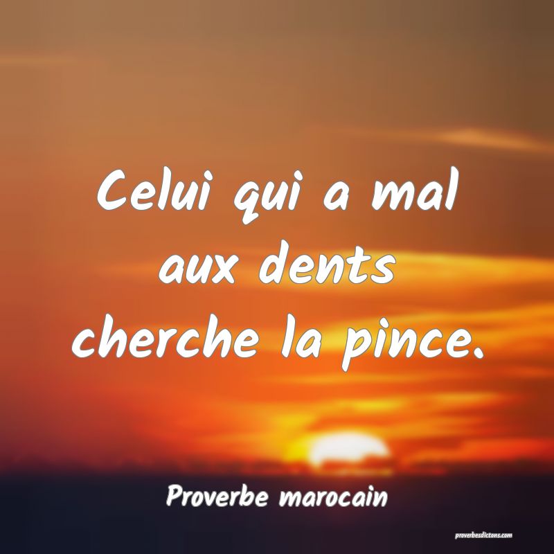  Celui qui a mal aux dents cherche la pince.