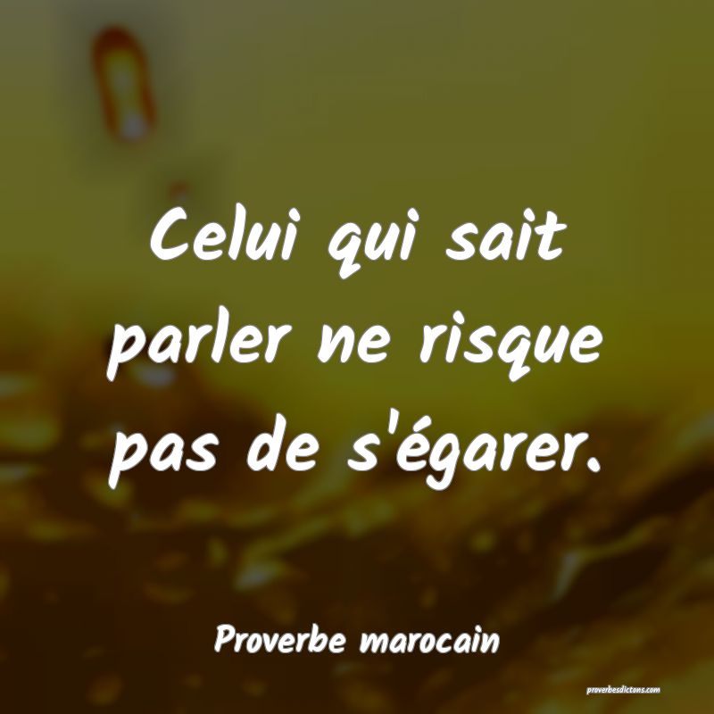  Celui qui sait parler ne risque pas de s'égarer.