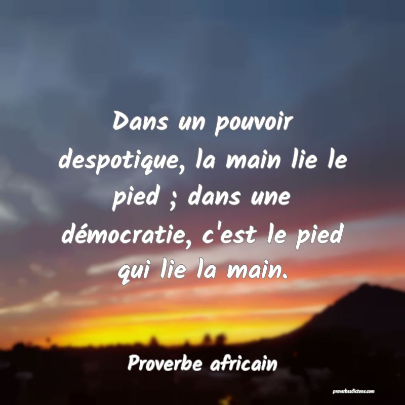 Dans un pouvoir despotique, la main lie le pied ; dans une démocratie, c'est le pied qui lie la main.