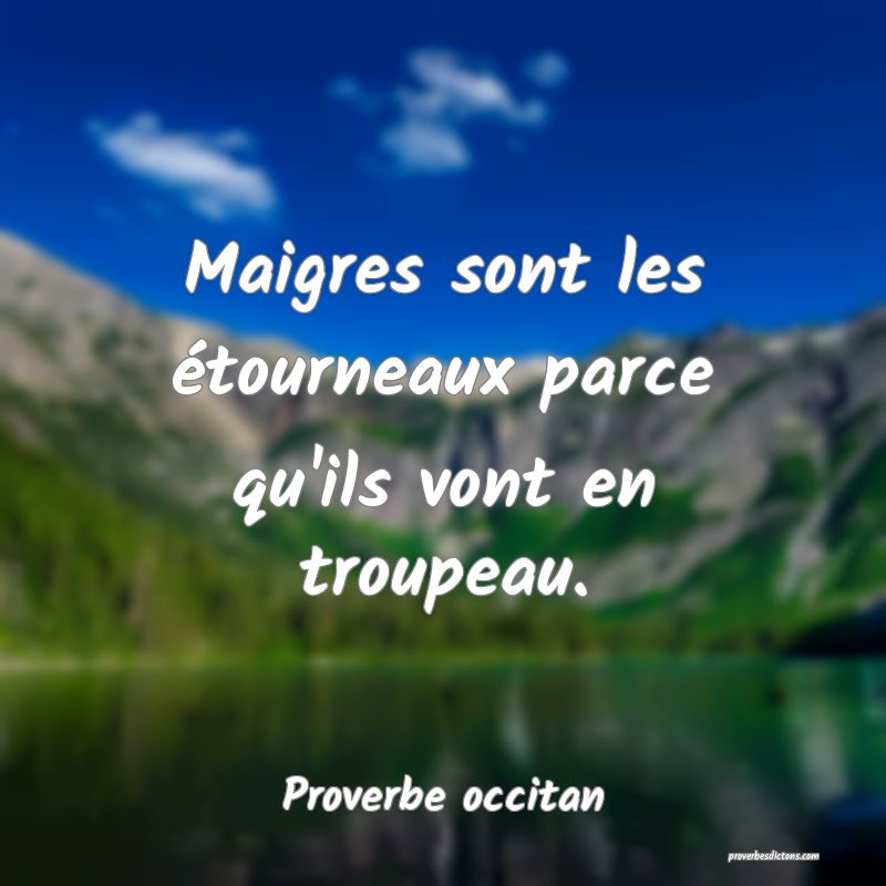 Maigres sont les étourneaux parce qu'ils vont en troupeau.