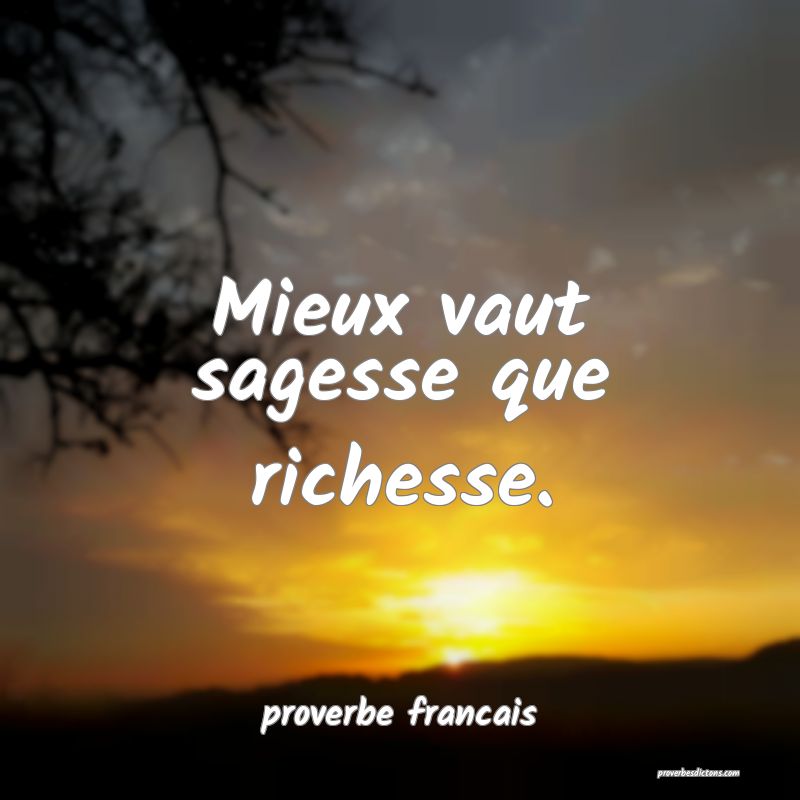 Mieux vaut sagesse que richesse.
