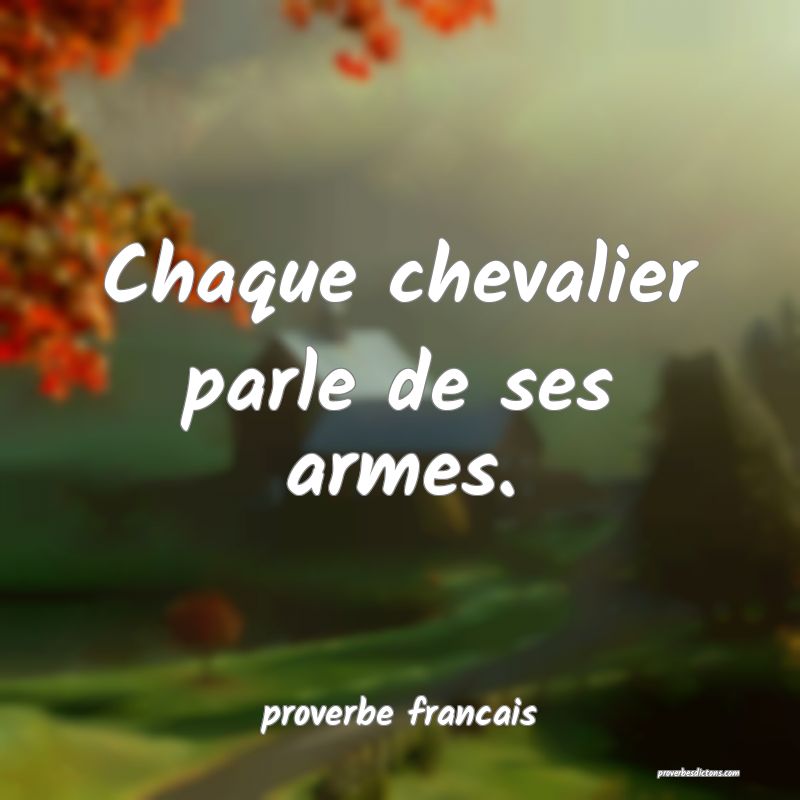 Chaque chevalier parle de ses armes.
