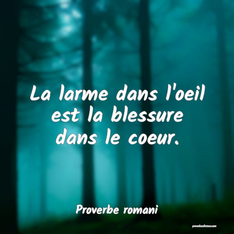 La larme dans l'oeil est la blessure dans le coeur.