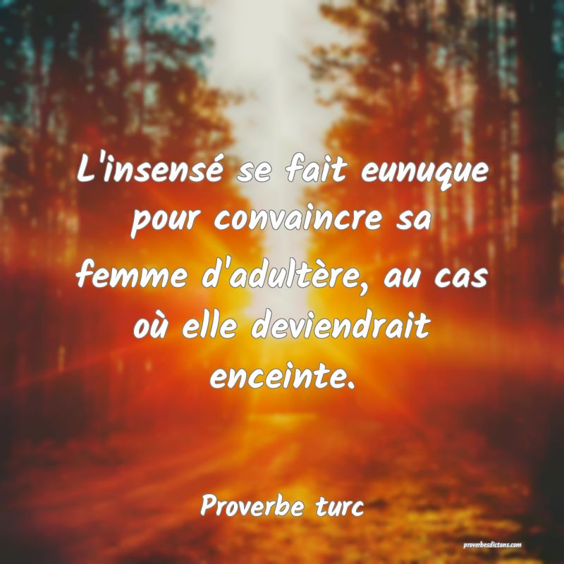 L'insensé se fait eunuque pour convaincre sa femme d'adultère, au cas où elle deviendrait enceinte.