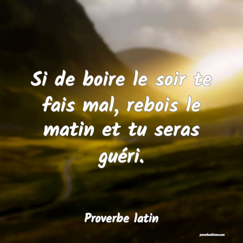 Si de boire le soir te fais mal, rebois le matin et tu seras guéri.