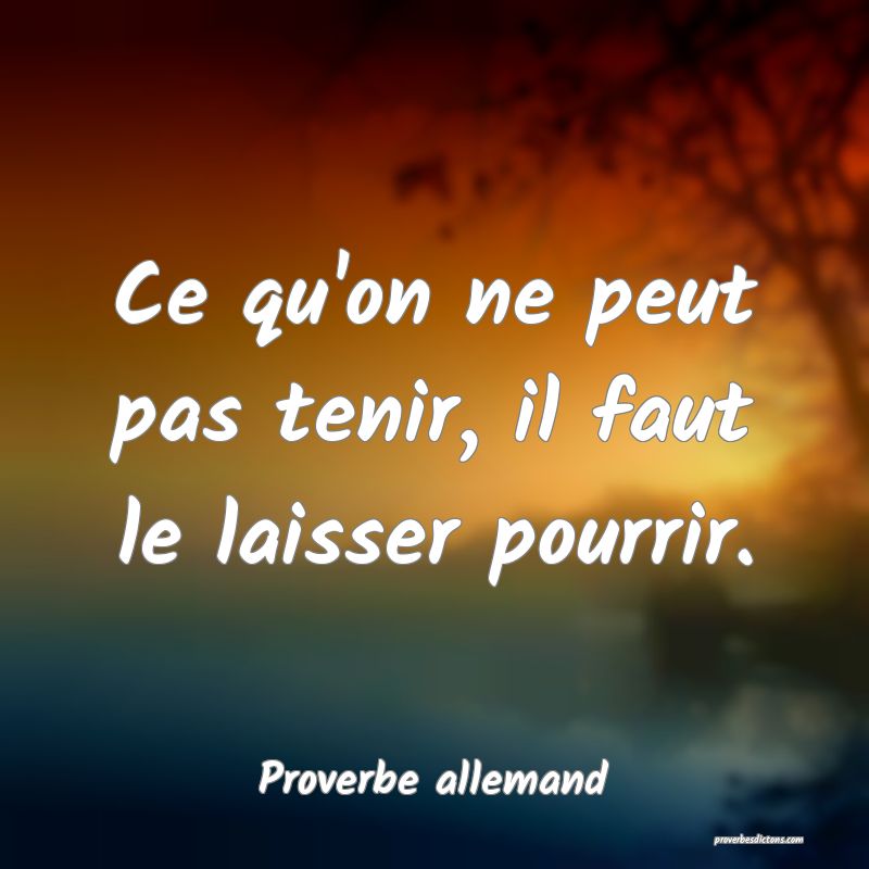 Ce qu'on ne peut pas tenir, il faut le laisser pourrir.