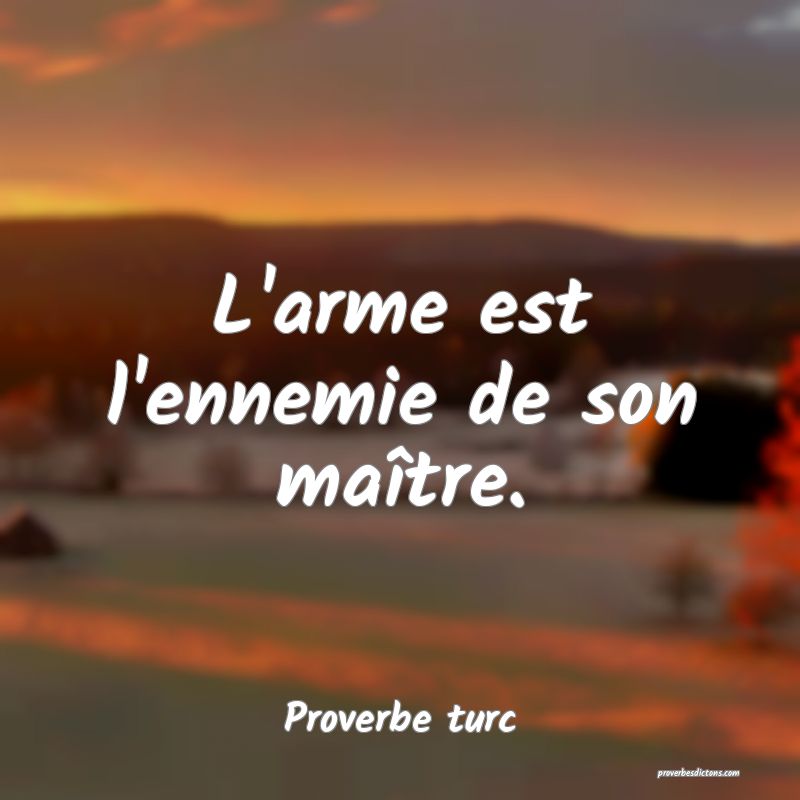 L'arme est l'ennemie de son maître.