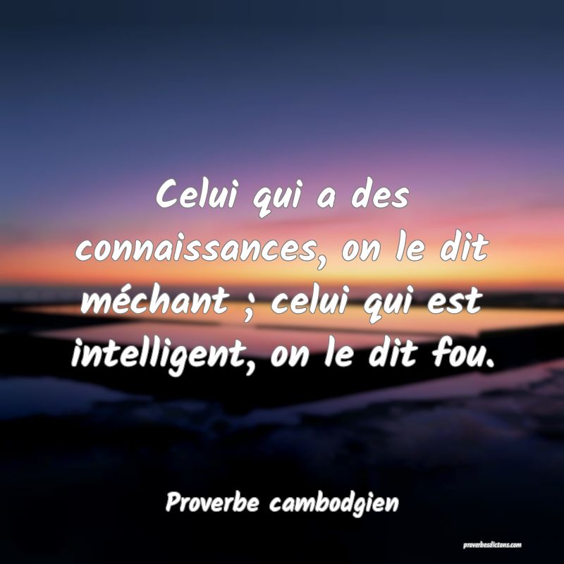 Celui qui a des connaissances, on le dit méchant ; celui qui est intelligent, on le dit fou.