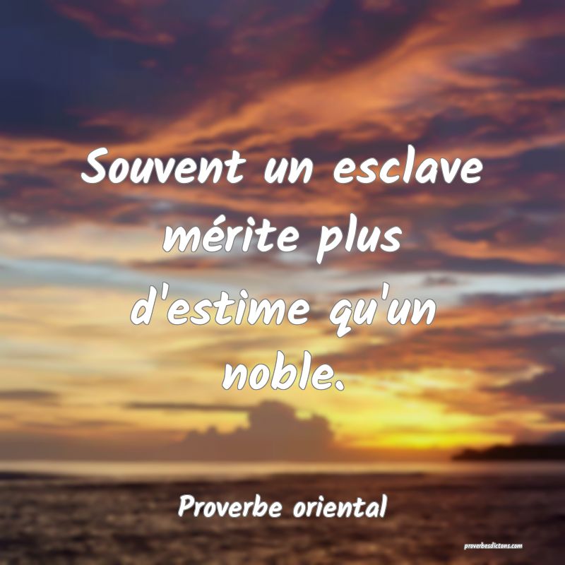 Souvent un esclave mérite plus d'estime qu'un noble.