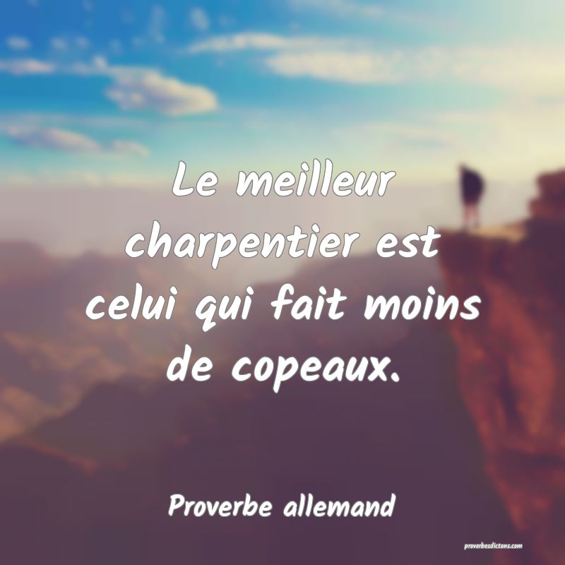 Le meilleur charpentier est celui qui fait moins de copeaux.