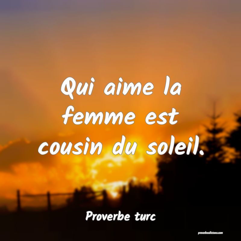 Qui aime la femme est cousin du soleil.