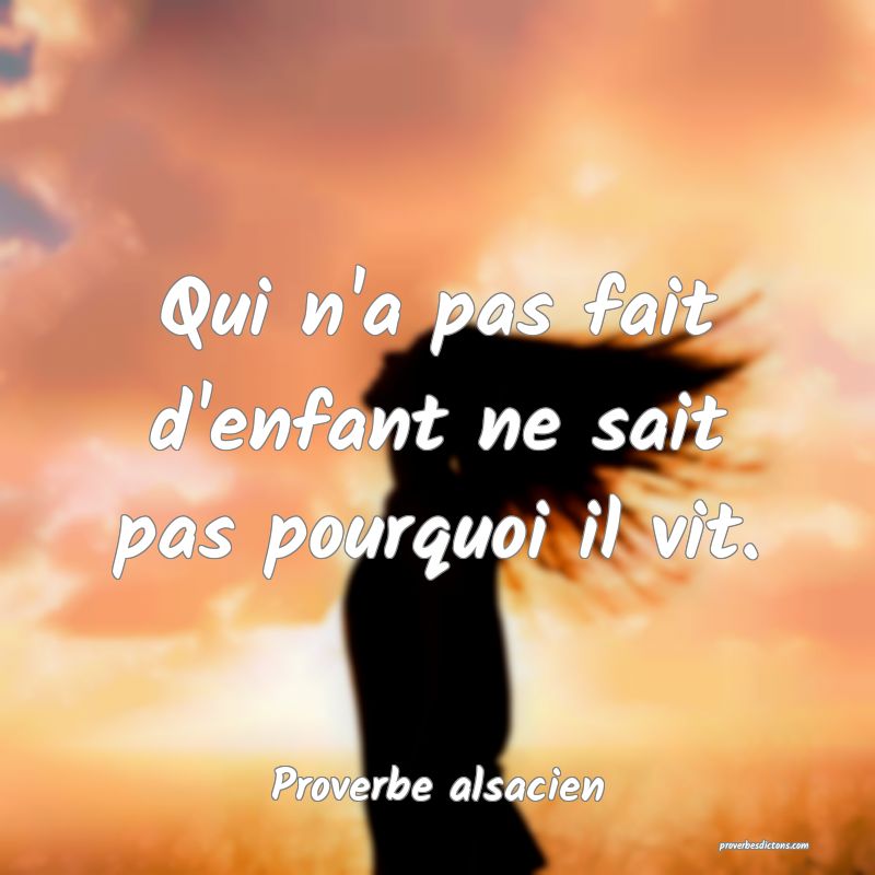Qui n'a pas fait d'enfant ne sait pas pourquoi il vit.