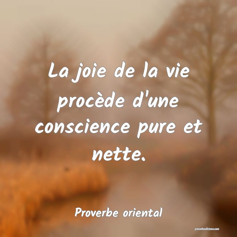 La joie de la vie procède d'une conscience pure et nette.