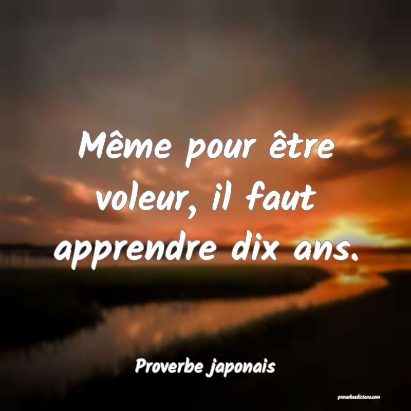 Même pour être voleur, il faut apprendre dix ans.
