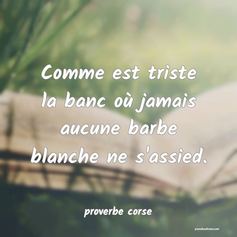  Comme est triste la banc où jamais aucune barbe blanche ne s'assied.