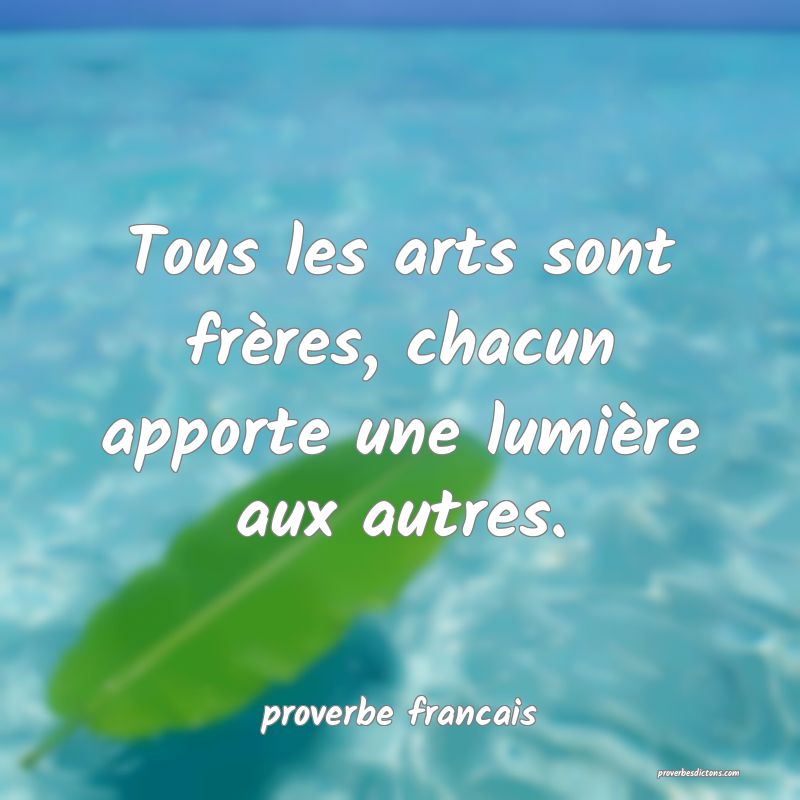 Tous les arts sont frères, chacun apporte une lumière aux autres.
