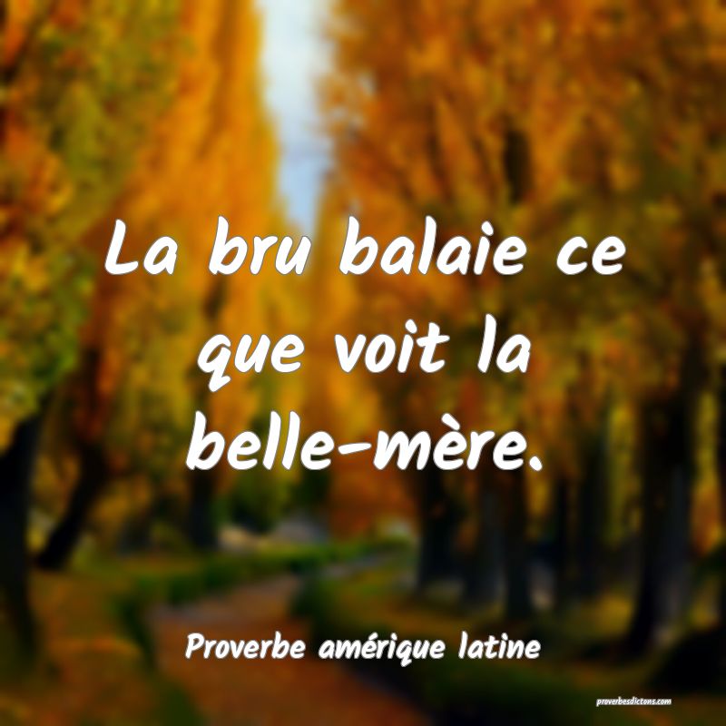 La bru balaie ce que voit la belle-mère.