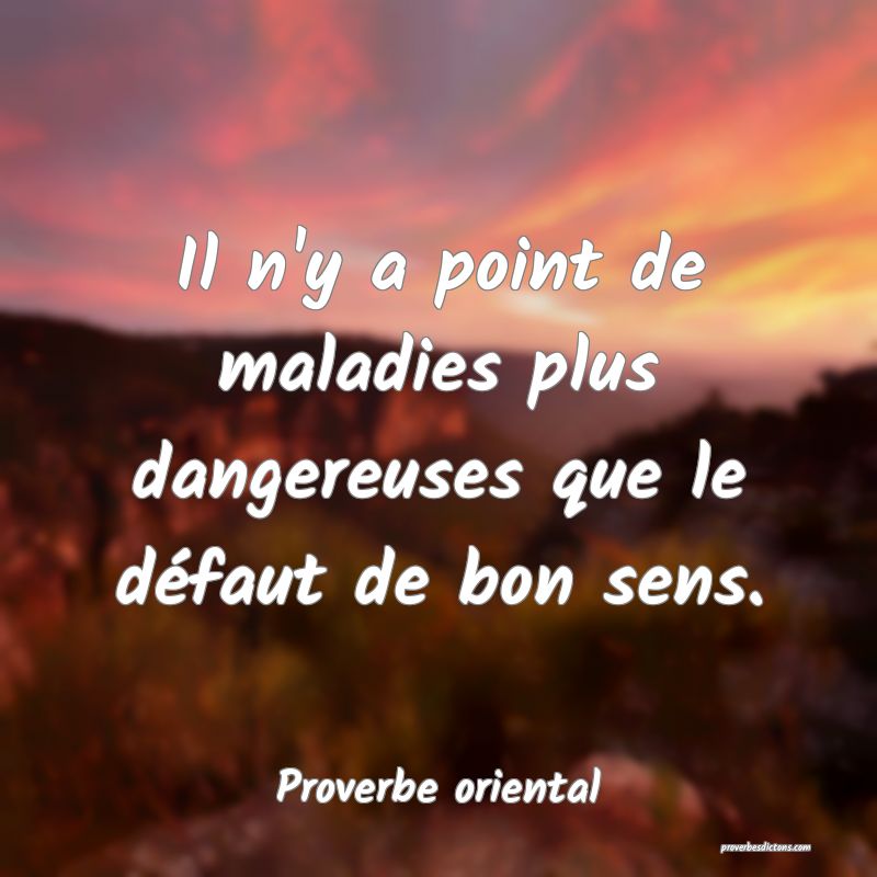 Il n'y a point de maladies plus dangereuses que le défaut de bon sens.