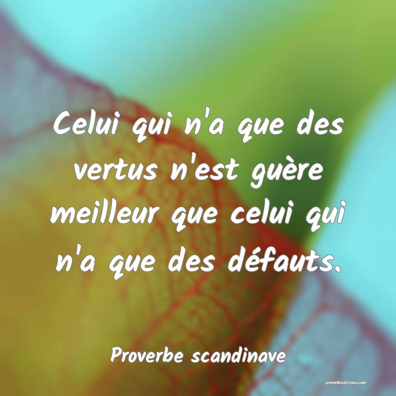 Celui qui n'a que des vertus n'est guère meilleur que celui qui n'a que des défauts.