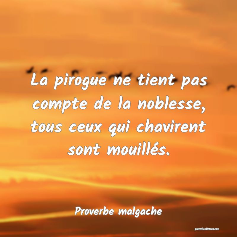 La pirogue ne tient pas compte de la noblesse, tous ceux qui chavirent sont mouillés.