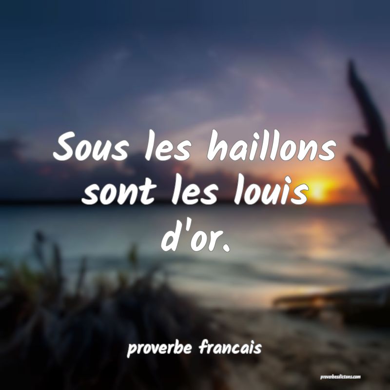 Sous les haillons sont les louis d'or.