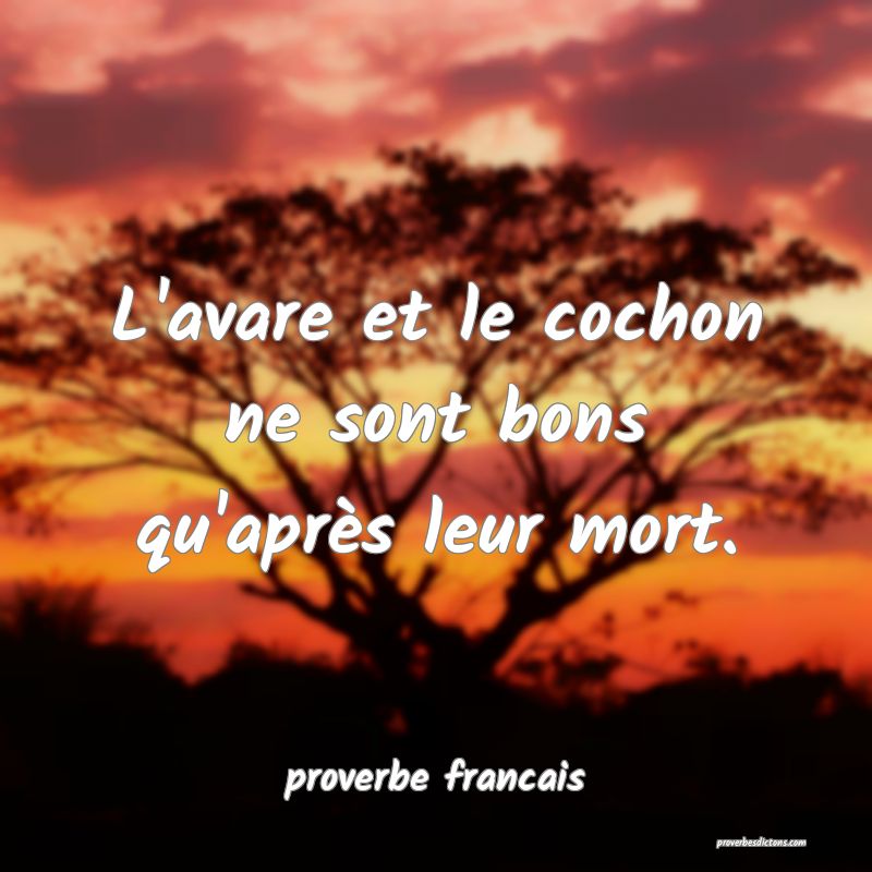 L'avare et le cochon ne sont bons qu'après leur mort.