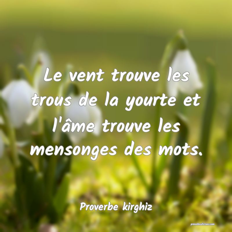 Le vent trouve les trous de la yourte et l'âme trouve les mensonges des mots.