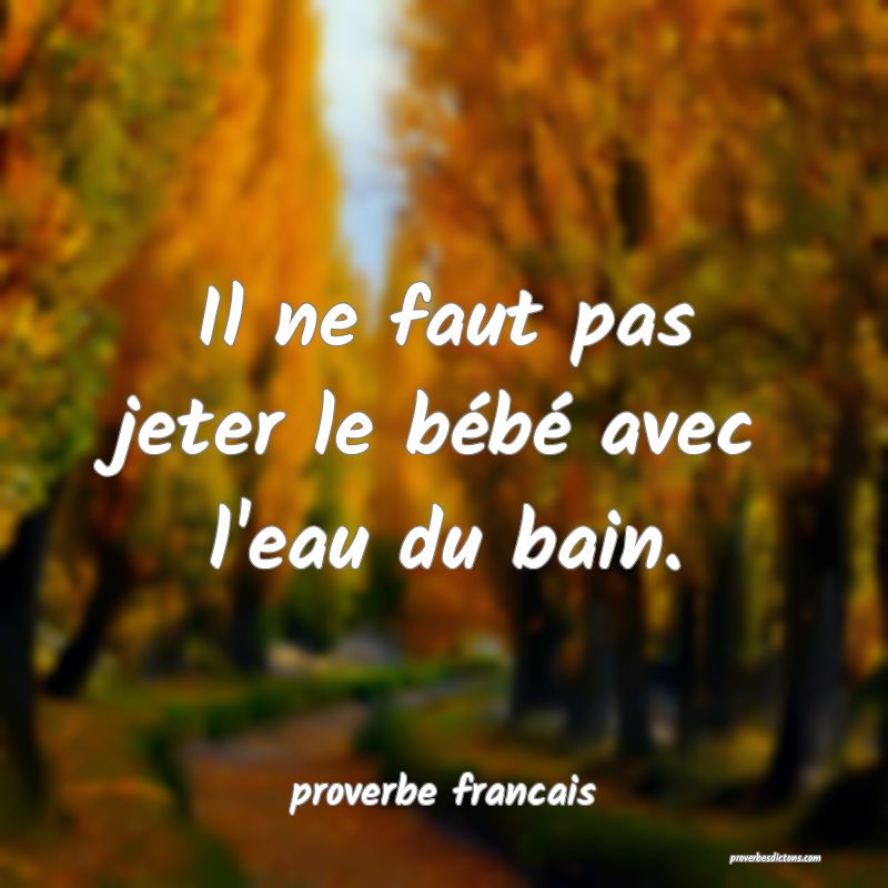 Il ne faut pas jeter le bébé avec l'eau du bain.