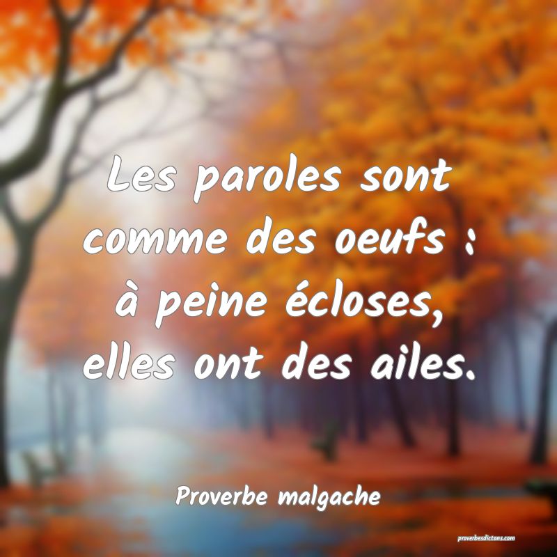 Les paroles sont comme des oeufs : à peine écloses, elles ont des ailes.