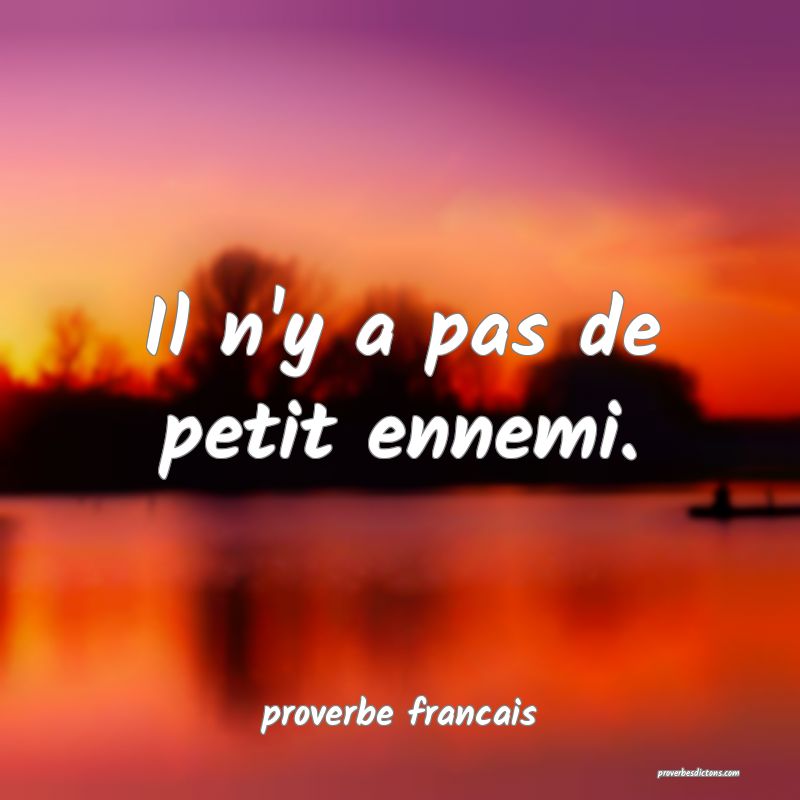 Il n'y a pas de petit ennemi.