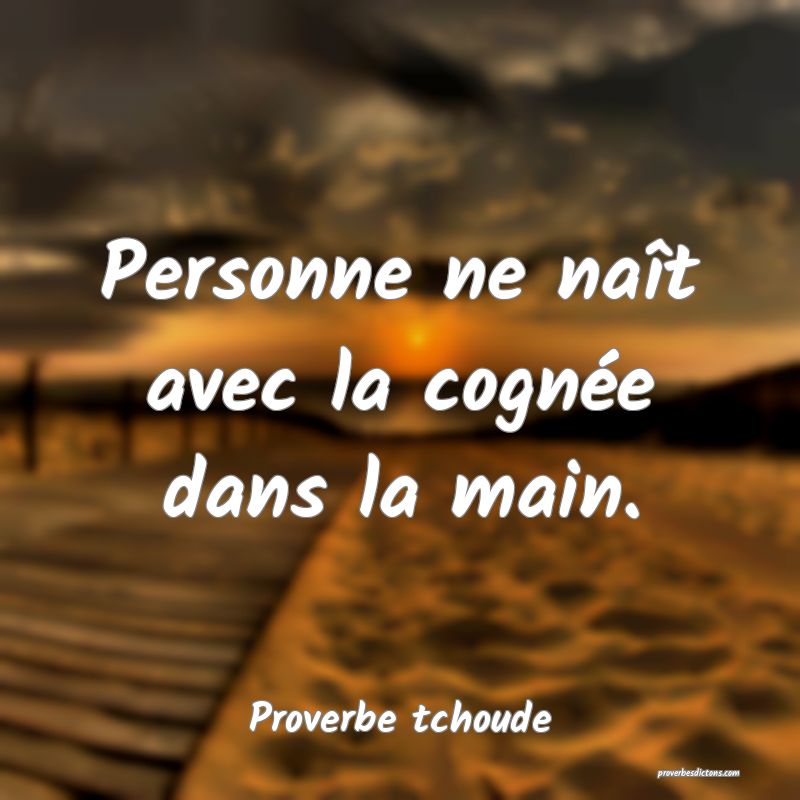 Personne ne naît avec la cognée dans la main.