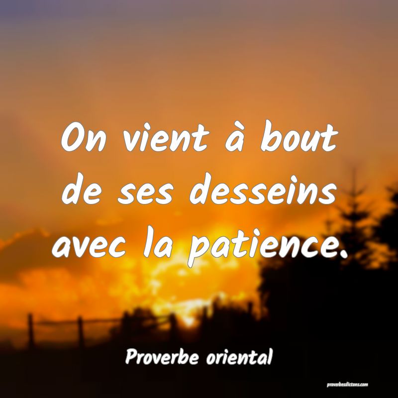 On vient à bout de ses desseins avec la patience.