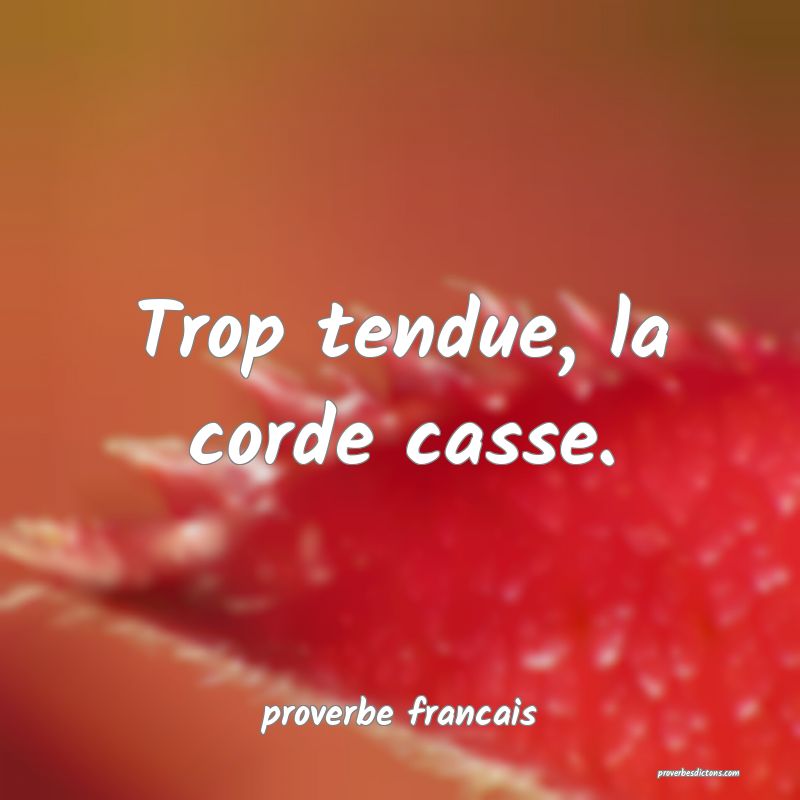 Trop tendue, la corde casse.