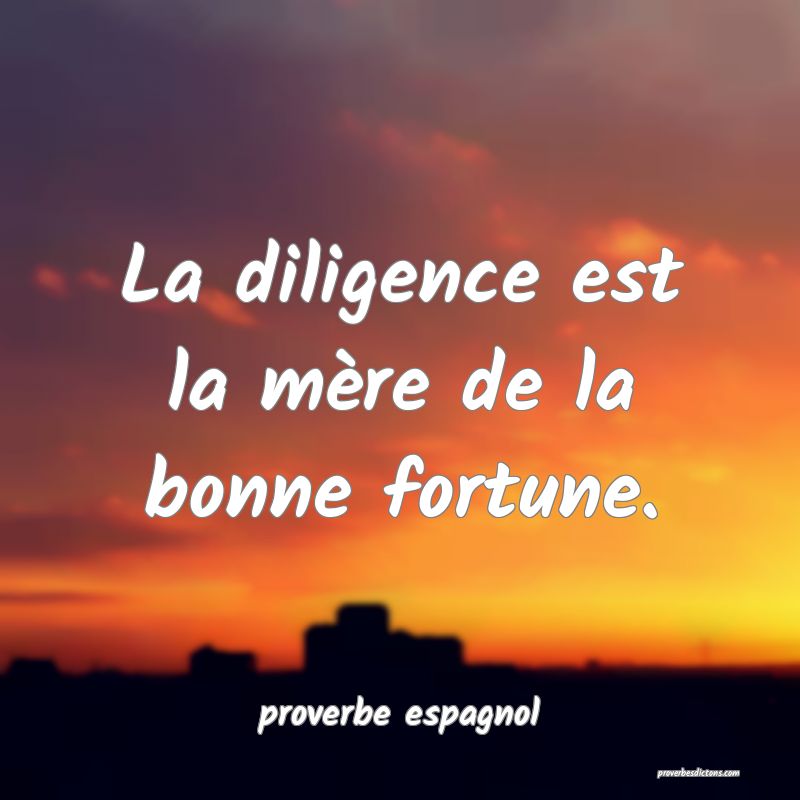  La diligence est la mère de la bonne fortune.