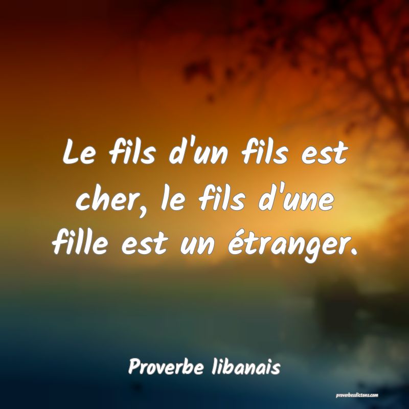Le fils d'un fils est cher, le fils d'une fille est un étranger.
