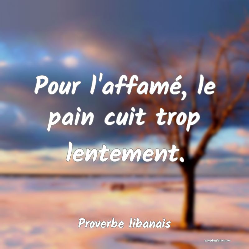 Pour l'affamé, le pain cuit trop lentement.
