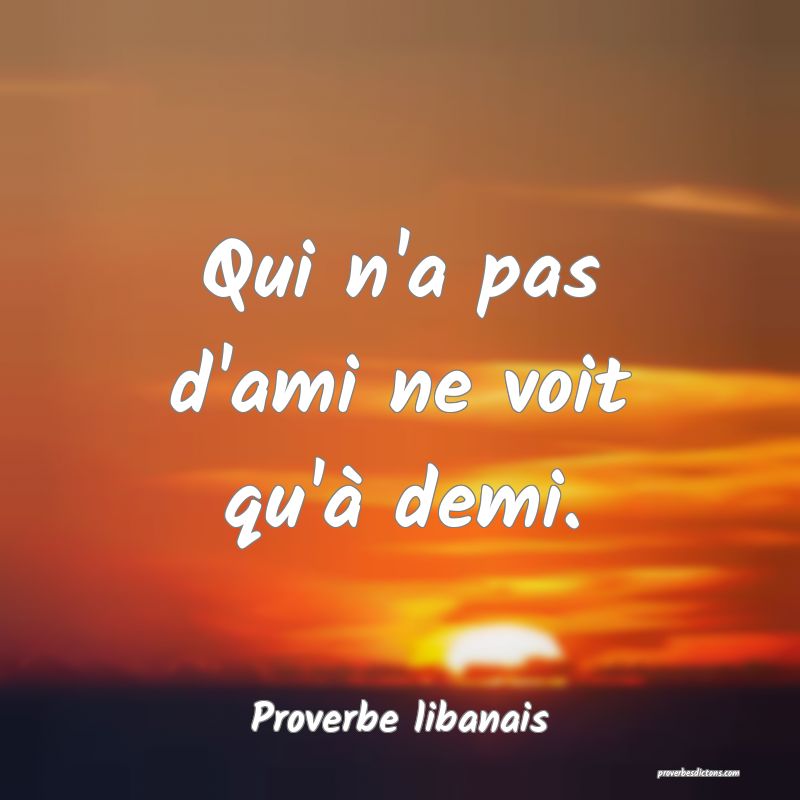 Qui n'a pas d'ami ne voit qu'à demi.
