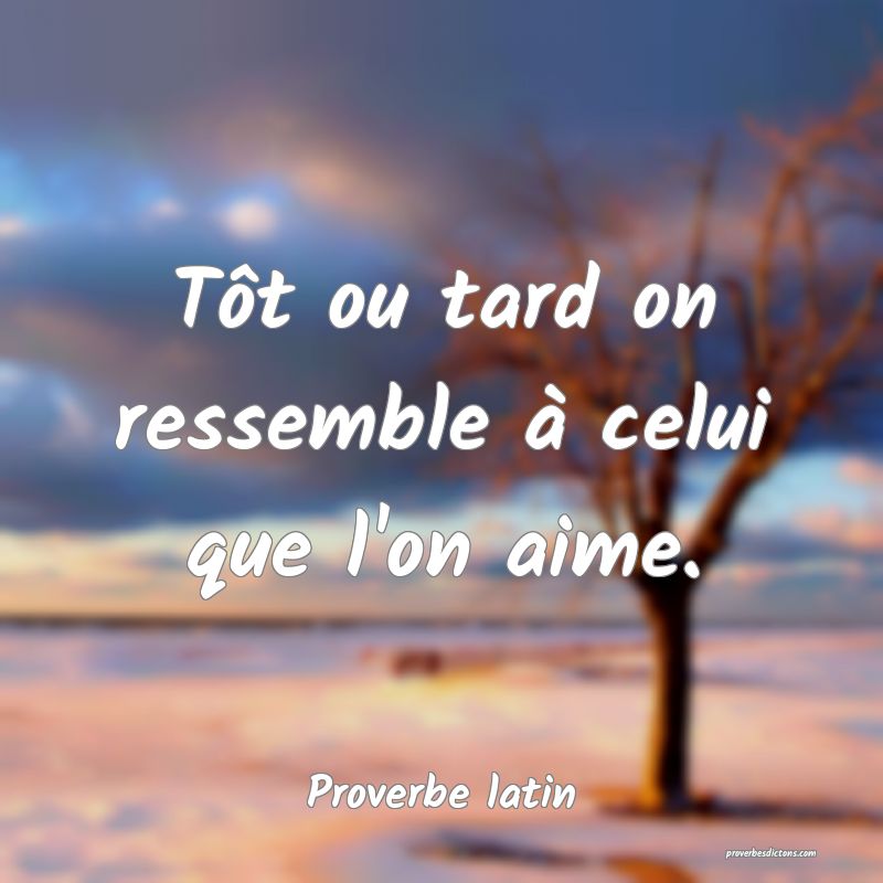 Tôt ou tard on ressemble à celui que l'on aime.
