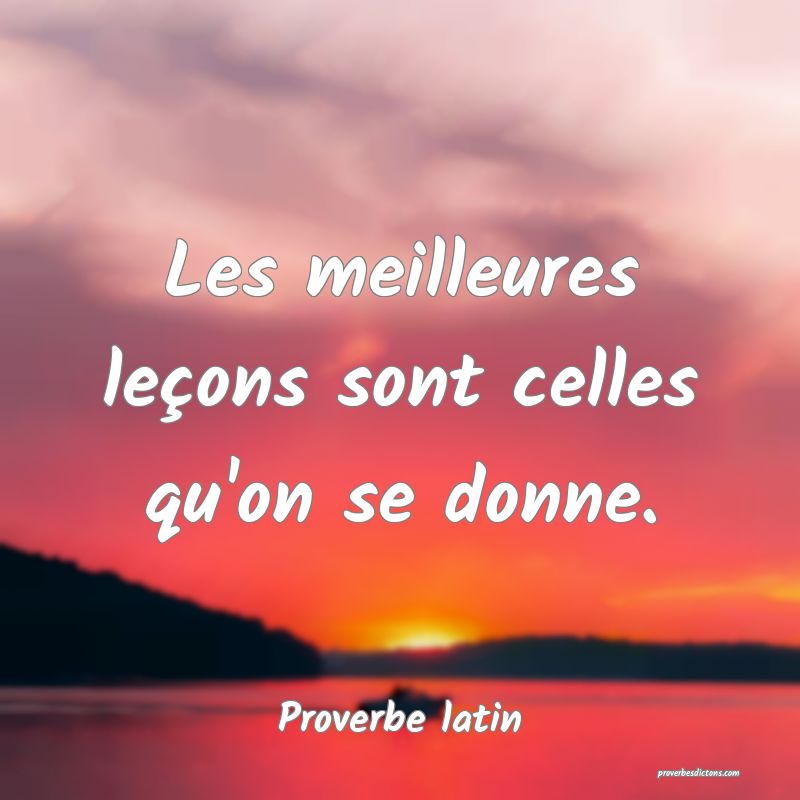 Les meilleures leçons sont celles qu'on se donne.
